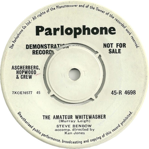 Steve Benbow : The Amateur Whitewasher / Seven Little Gypsies (7", Single, Promo)