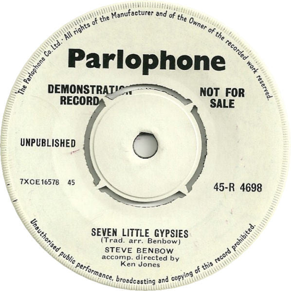 Steve Benbow : The Amateur Whitewasher / Seven Little Gypsies (7", Single, Promo)