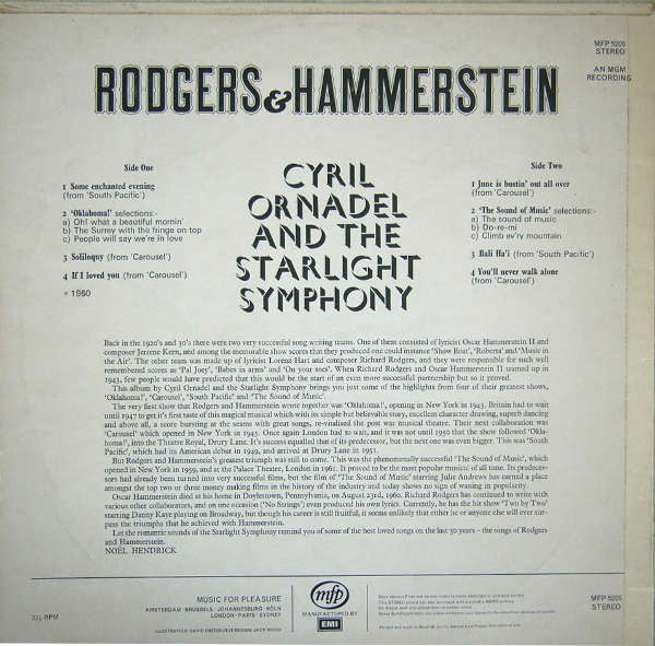 Cyril Ornadel And The Starlight Symphony : Rodgers & Hammerstein Present (LP, RE)