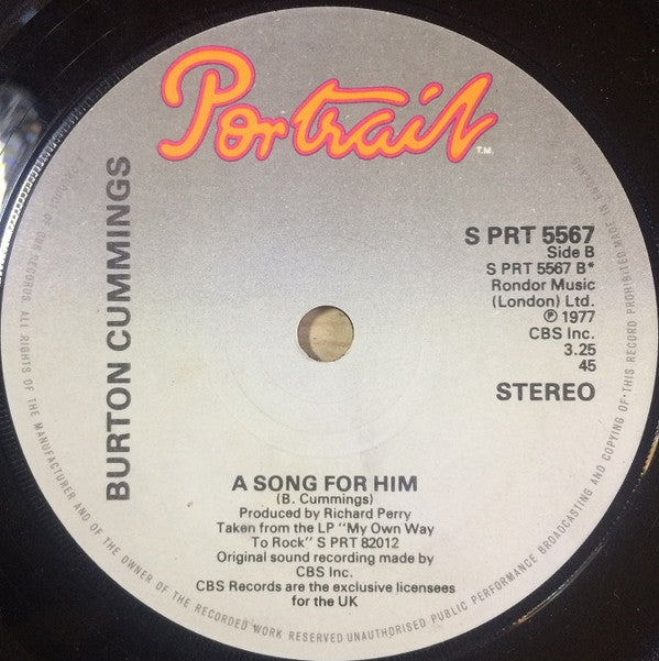Burton Cummings :  My Own Way To Rock  (7")