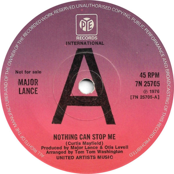 Major Lance : Nothing Can Stop Me (7", Promo)