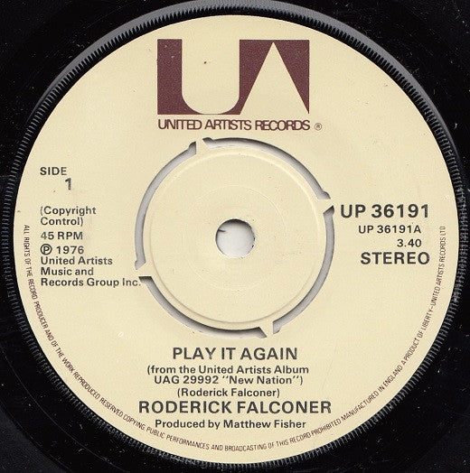 Roderick Falconer : Play It Again / New Nation (7")