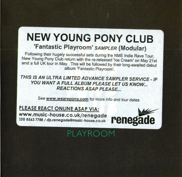 New Young Pony Club : Fantastic Playroom (Album Sampler) (CDr, Copy Prot., Promo, Smplr)
