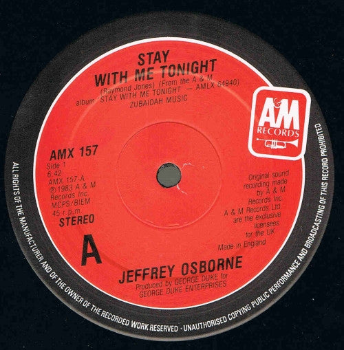 Jeffrey Osborne : Stay With Me Tonight (12", Single)