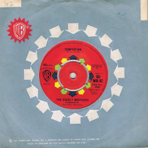 Everly Brothers : Temptation (7", Single, Mono, Rob)