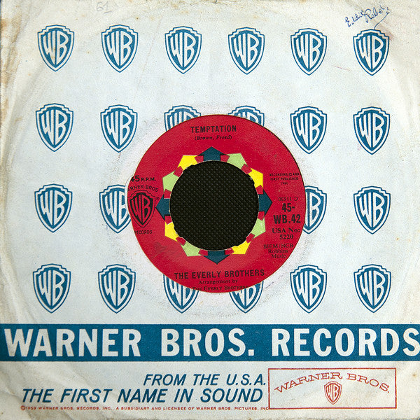 Everly Brothers : Temptation (7", Single, Mono, Rob)