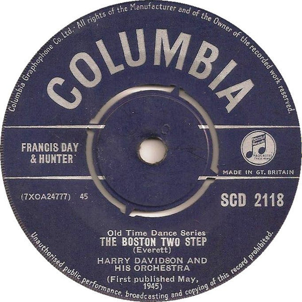 Harry Davidson And His Orchestra : Progress Barn Dance / The Boston Two Step (7")