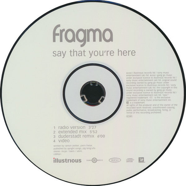 Fragma : Say That You're Here (CD, Single, Enh, CD1)