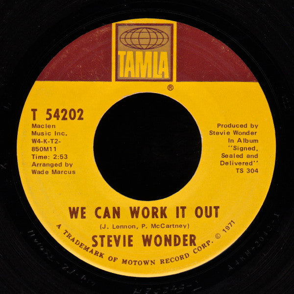 Stevie Wonder : We Can Work It Out / Never Dreamed You'd Leave In Summer (7", ARP)