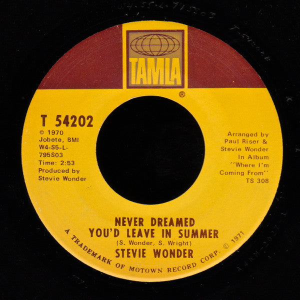 Stevie Wonder : We Can Work It Out / Never Dreamed You'd Leave In Summer (7", ARP)