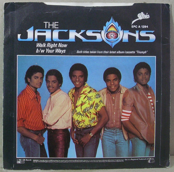 The Jacksons : Walk Right Now (7", Single, Pap)