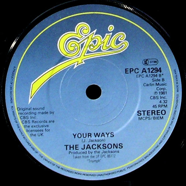 The Jacksons : Walk Right Now (7", Single, Pap)