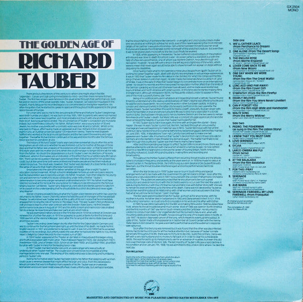 Richard Tauber : The Golden Age Of Richard Tauber (LP, Comp, Mono)