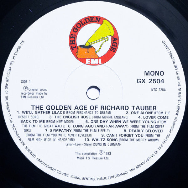 Richard Tauber : The Golden Age Of Richard Tauber (LP, Comp, Mono)