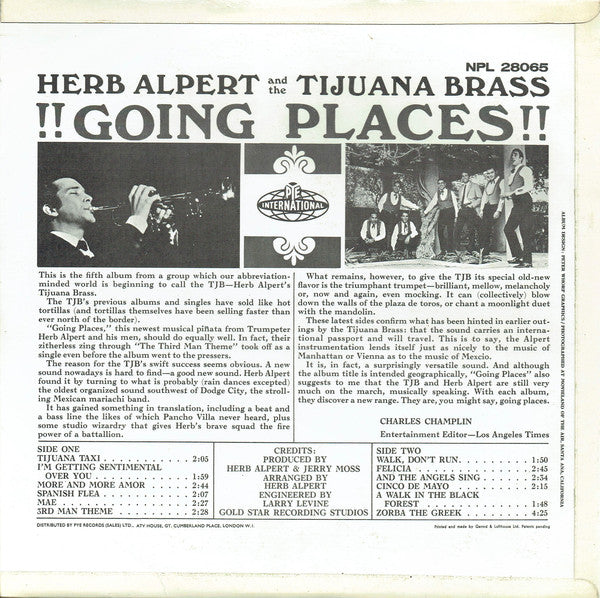 Herb Alpert & The Tijuana Brass : !!Going Places!! (LP, Album, Mono)
