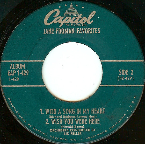 Jane Froman : Jane Froman Favorites (7", EP)