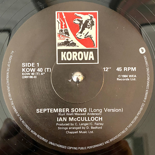 Ian McCulloch : September Song (12", Dam)