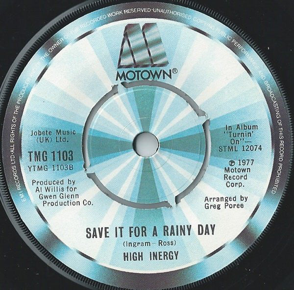 High Inergy : Love Is All You Need / Save It For A Rainy Day (7")