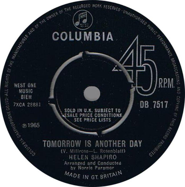Helen Shapiro : Tomorrow Is Another Day (7", Single)