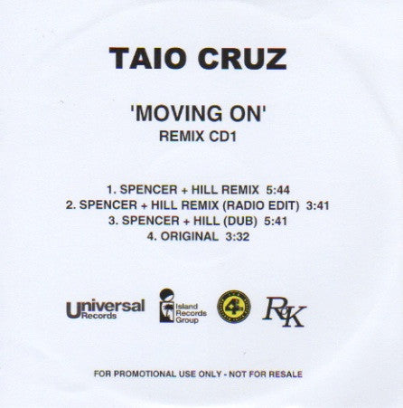 Taio Cruz : Moving On (Remix CD1) (CDr, Promo)
