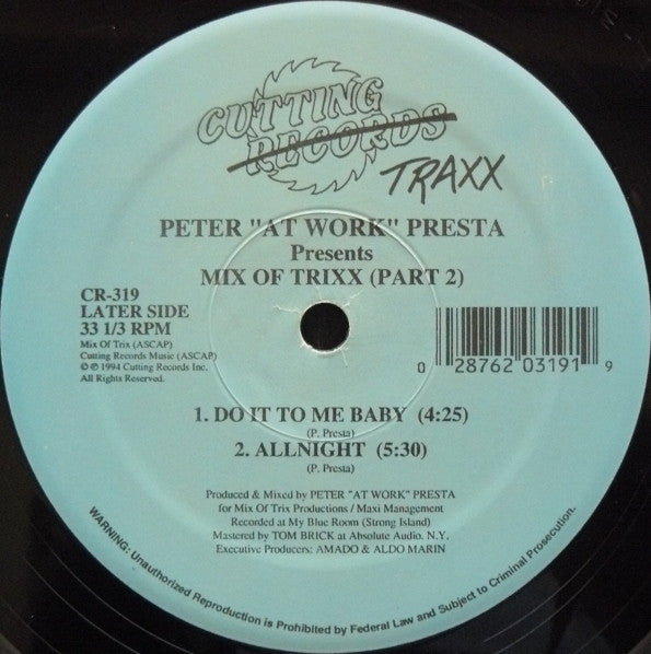 Peter Presta : Mix Of Trixx (Part 2) (12")