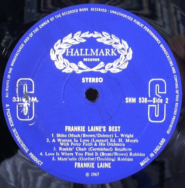 Frankie Laine : Frankie Laine's Best (LP, Comp)