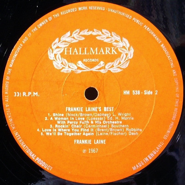 Frankie Laine : Frankie Laine's Best (LP, Comp, Mono)