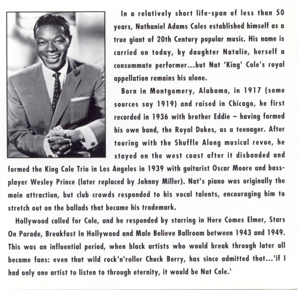 Nat King Cole : The Velvet Voice Of Nat King Cole Unforgettable (CD, Comp)