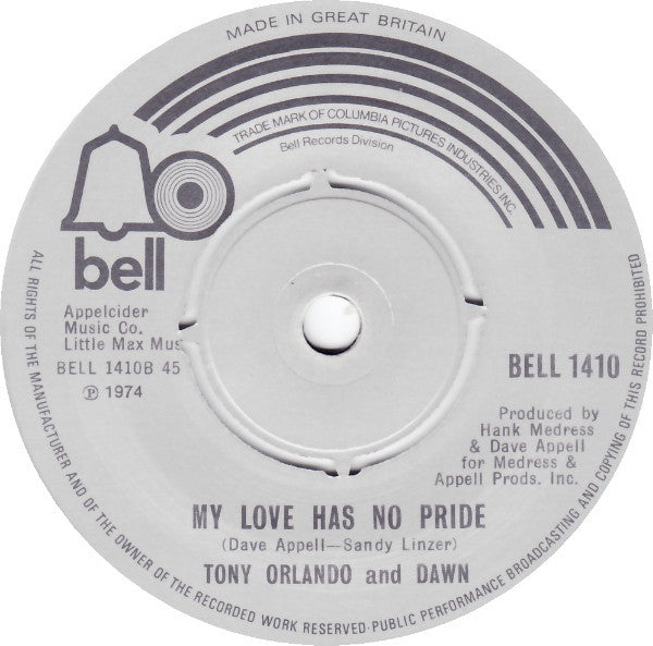 Tony Orlando & Dawn : Look Into My Eyes Pretty Woman / My Love Has No Pride (7", Single)