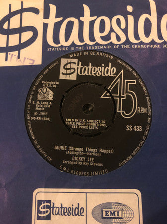 Dickey Lee : Laurie (Strange Things Happen) / Party Doll (7", Single)