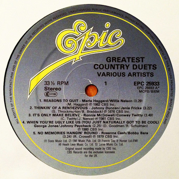Various : Greatest Country Duets (LP, Comp)