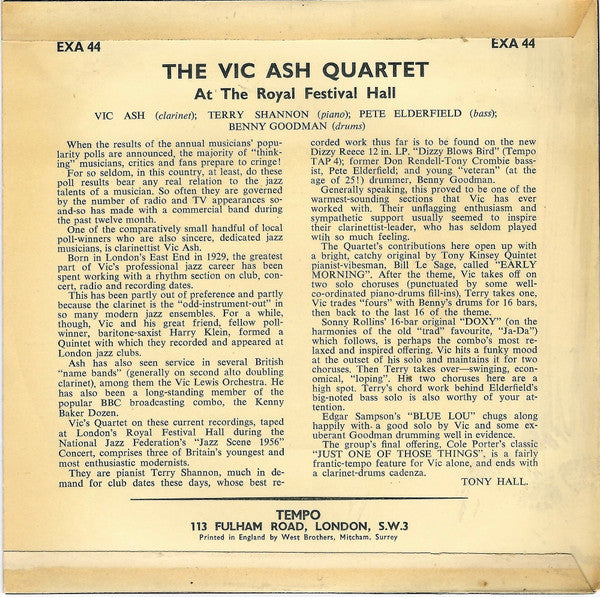 Vic Ash Quartet : Royal Festival Hall Modern Concert (7", EP)