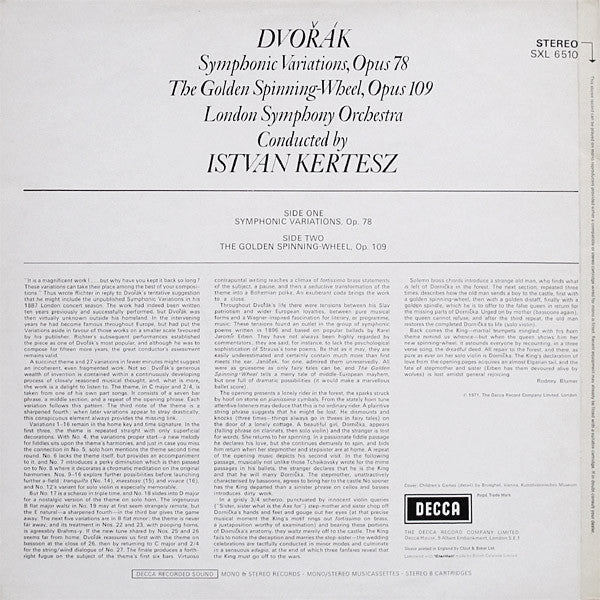 Antonín Dvořák, London Symphony Orchestra, István Kertész : Symphonic Variations / The Golden Spinning-Wheel (LP, RP)