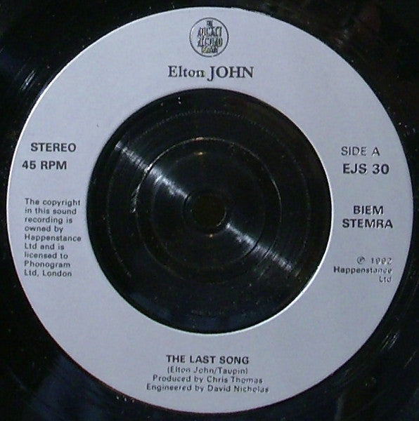 Elton John : The Last Song (7", Sil)