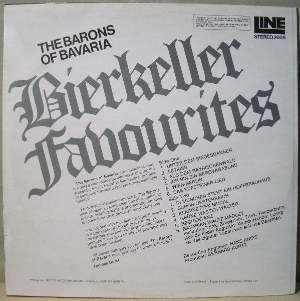 The Barons Of Bavaria : Bierkeller Favourites (LP, Album)