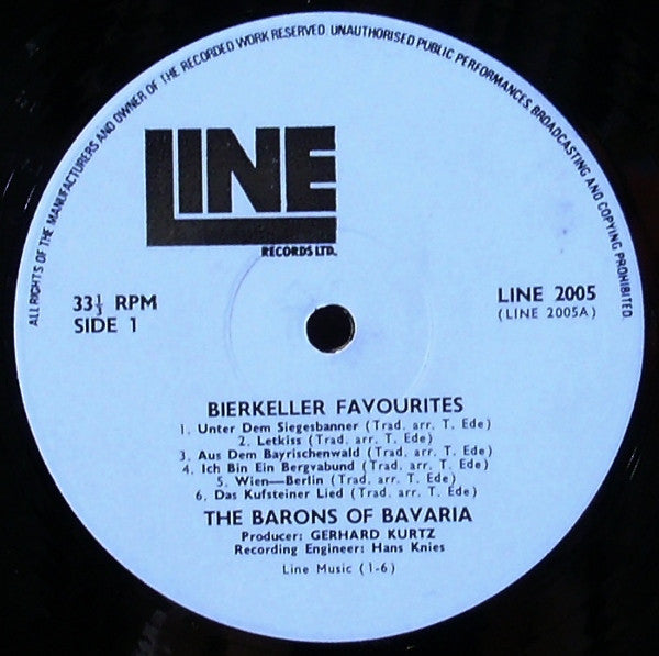 The Barons Of Bavaria : Bierkeller Favourites (LP, Album)