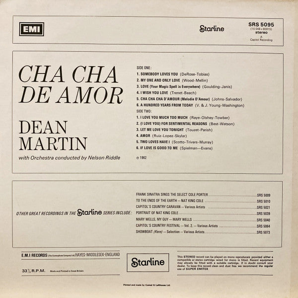 Dean Martin : Cha Cha De Amor (LP, Album, RE)