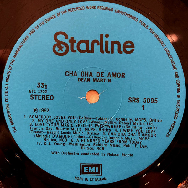 Dean Martin : Cha Cha De Amor (LP, Album, RE)