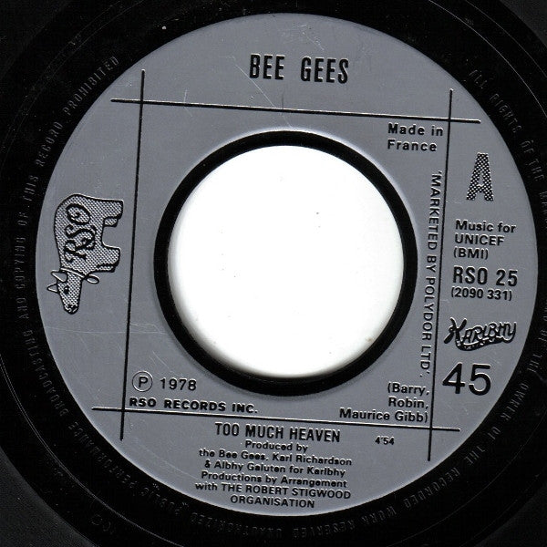 Bee Gees : Too Much Heaven (7", Single, Fre)