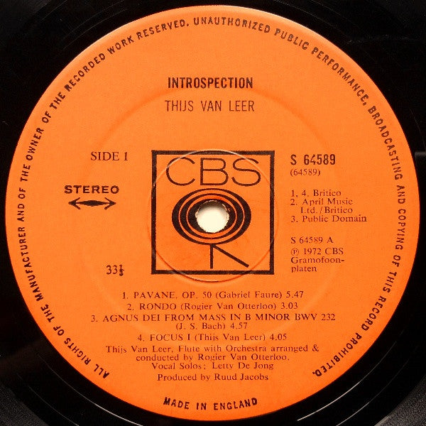 Thijs Van Leer : Introspection (LP, Album)