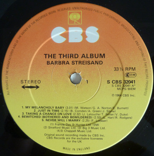 Barbra Streisand : The Third Album (LP, Album, RE)