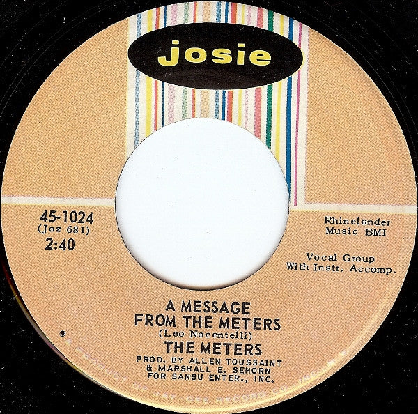 The Meters : A Message From The Meters / Zony Mash (7", Single, Roc)
