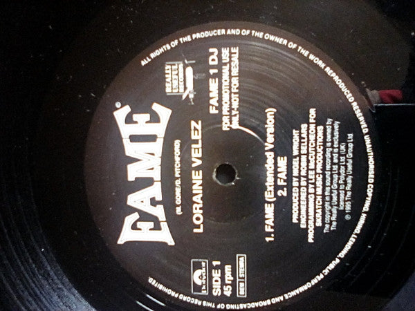 Loraine Velez : Fame (12", Promo)