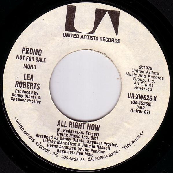 Lea Roberts : All Right Now (7", Single, Promo)