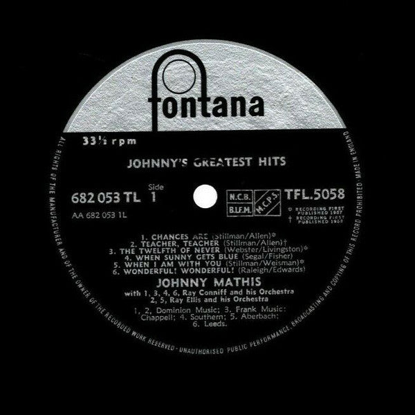 Johnny Mathis : Johnny's Greatest Hits (LP, Comp)