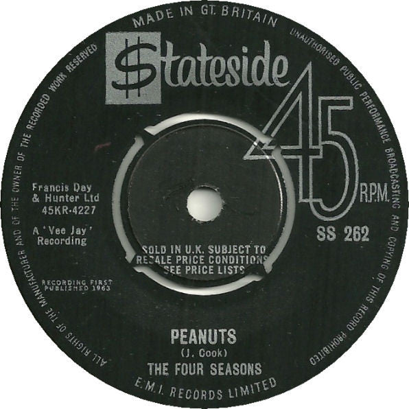 The Four Seasons : Peanuts / Silhouettes (7", Single)