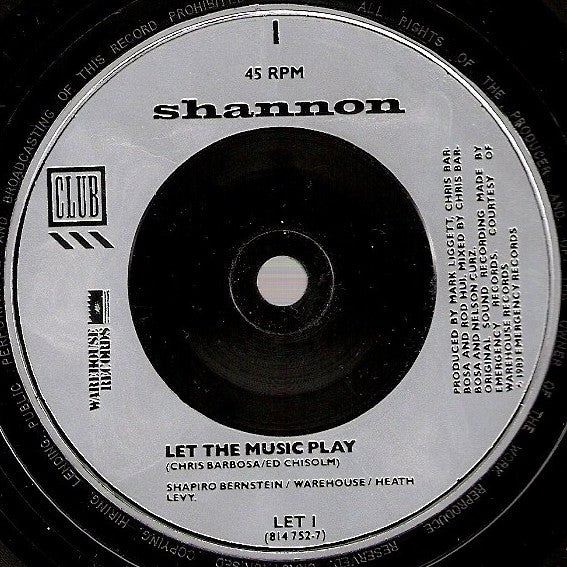 Shannon : Let The Music Play (7", Single, Pur)