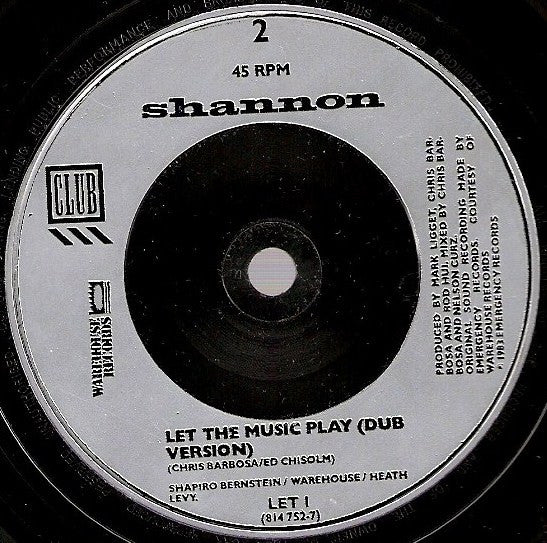 Shannon : Let The Music Play (7", Single, Pur)