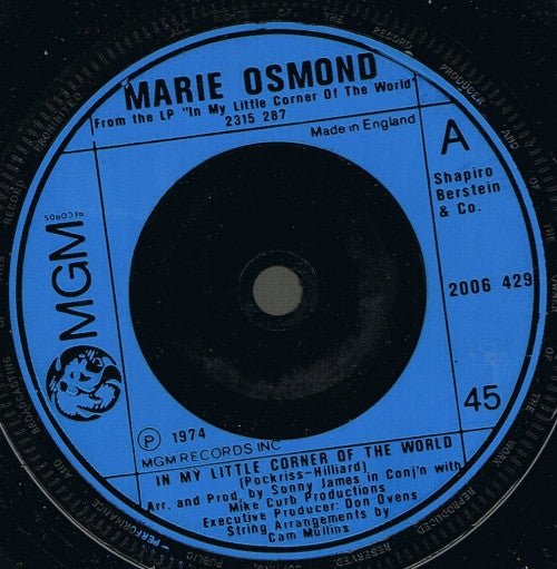 Marie Osmond : In My Little Corner Of The World (7", Single, Sol)