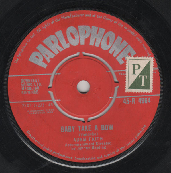 Adam Faith : Baby Take A Bow (7", Single)
